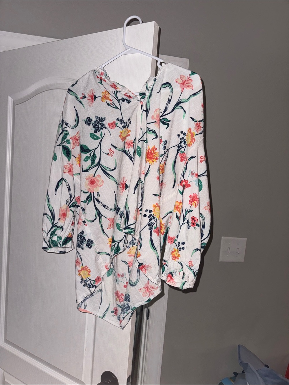 St. John's Bay White Floral Button-Front Tunic